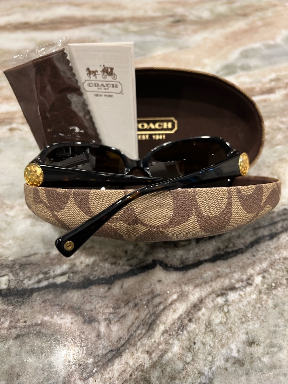 Coach ‘Allie’ Dark Tortoise Sunglasses w/Brown Gradient Lenses and Gold Accent - Picture 5 of 6